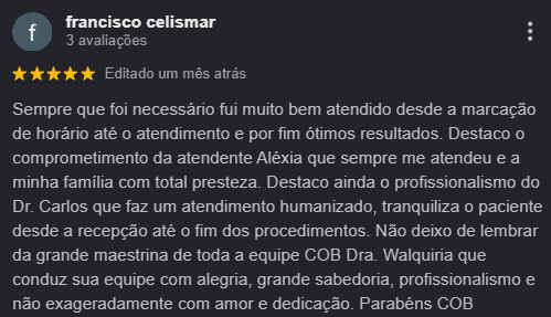 Avaliação de cliente no Google